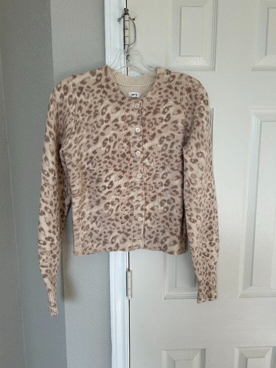 aerie Sweaters - Aerie Softest Classic Leopard Print Button Front Cardigan - Beige/Brown - Size S